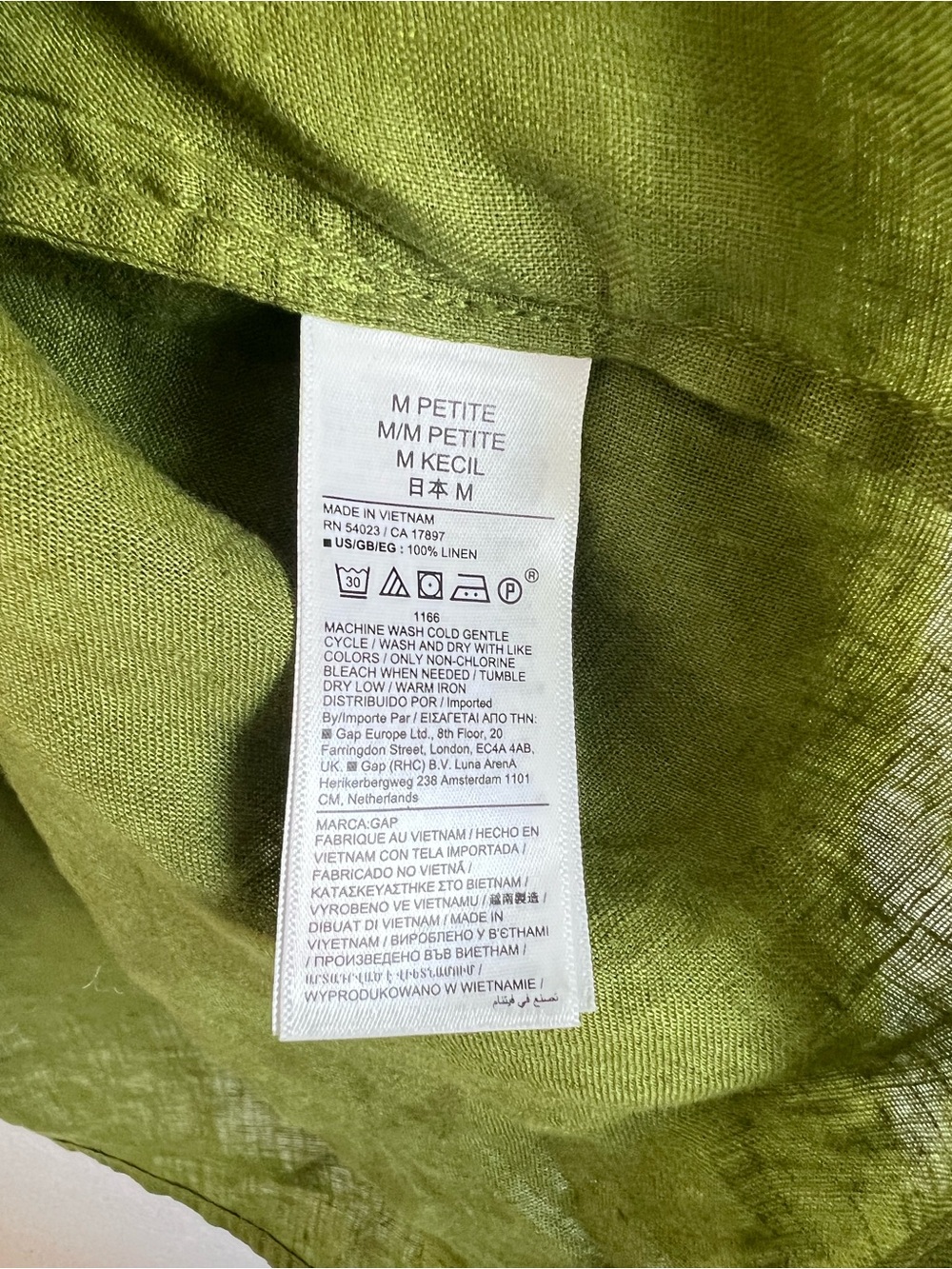 Gap Women's 100% Linen Big Shirt Button Down Calla Green Long Sleeve Coastal - Picture 6 of 8